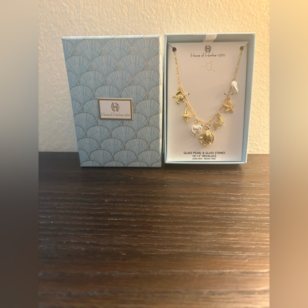 NEW House of Harlow 1960 Gold Charm Necklace